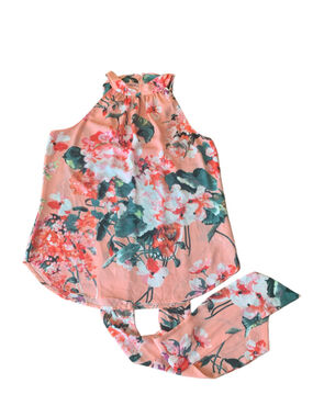 7th Avenue Design Studio Floral Blouse, Size M, Peach and Green